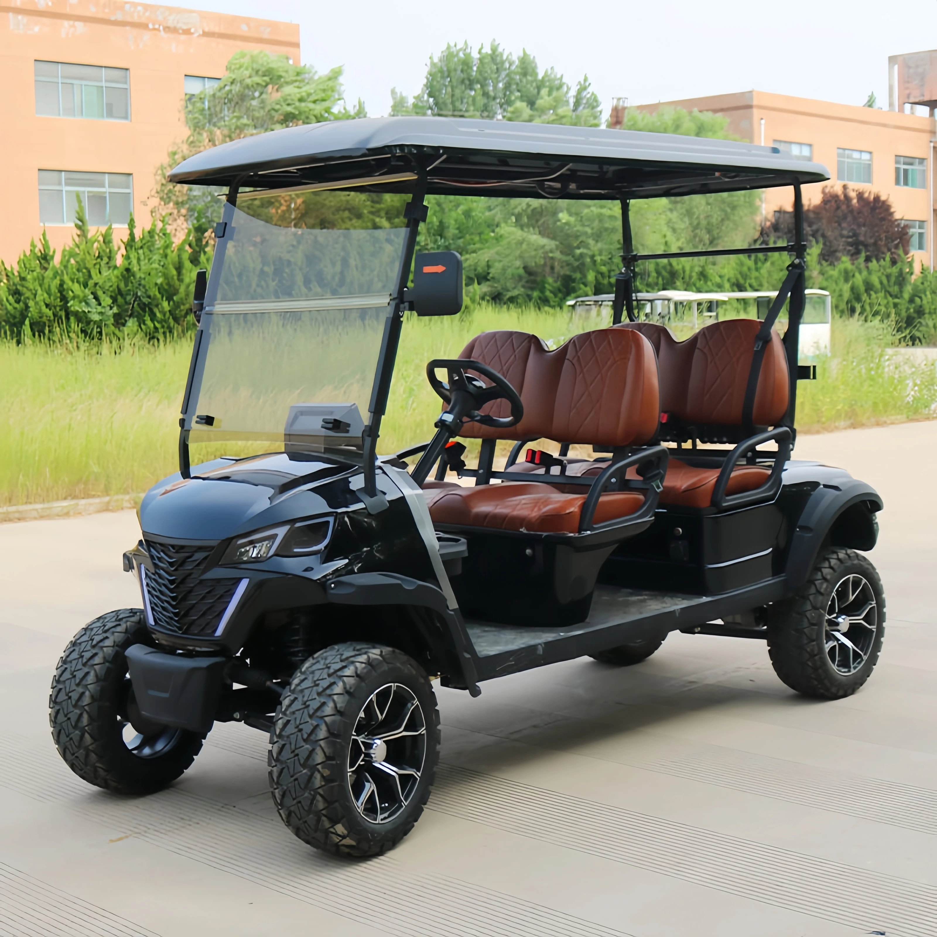 New Energy 4 Seater 5KW AC Motor Lithium Ion Battery 25mph Lifted Off Road Electric Golf Carts