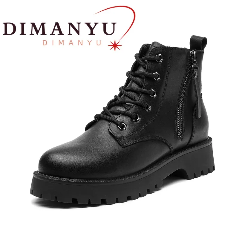 

DIMANYU Ankle Boots Women Genuine Leather 2024 New Double Zipper Women's Booties Platform Large Size Motorcycle Boots Women