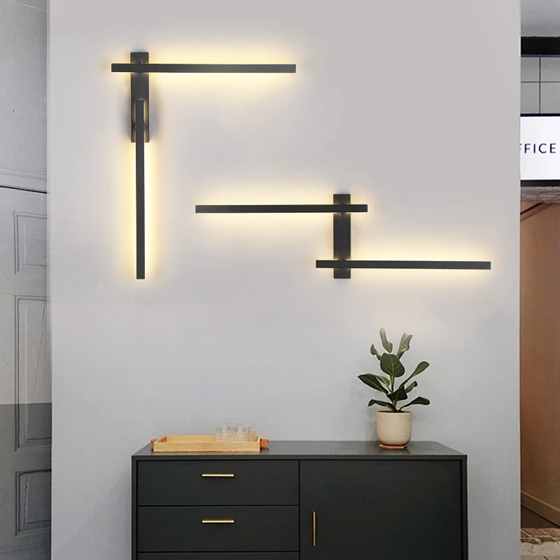 변형 가능한 알루미늄 벽 조명, 모던 벽 조명, 홈 데코 조명, 고정장치 긴 벽 스콘스, 거실 복도