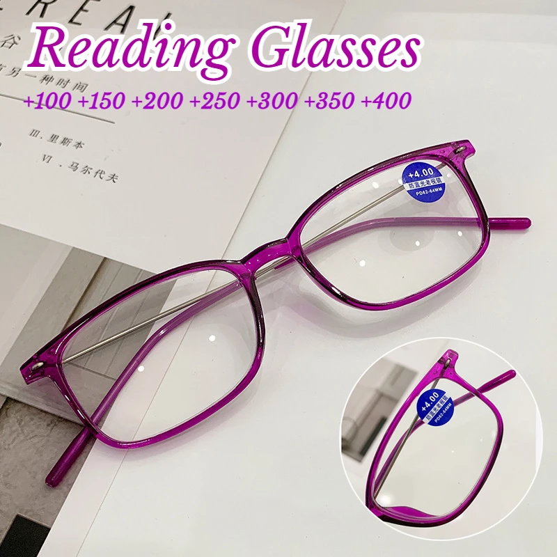 Gafas de lectura a la moda para hombre y mujer, lentes ópticas para ordenador, presbicia + 1,0 + 1,5 + 2,0 + 2,5 + 3,0 + 3,5 + 4,0, antiluz azul