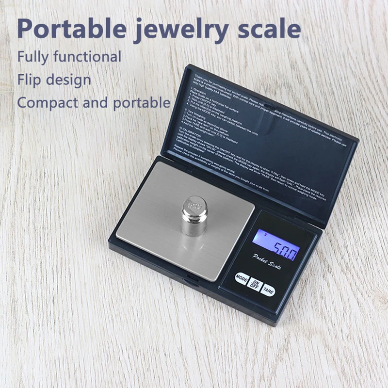 High Precision Mini Electronic Scale Portable Jewelry Pocket Scale Accuracy Range 500/1000G-0.1G With LCD Display