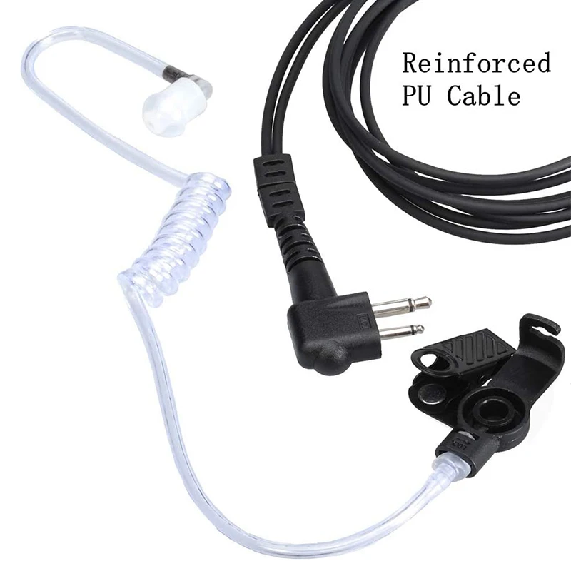 Walkie Talkies Earpieces with Mic, 2 Pin Acoustic Tube Headset, PPT, for Motorola CP200, GP2000, XU1100, PRO1150, MU12, 2 Pack
