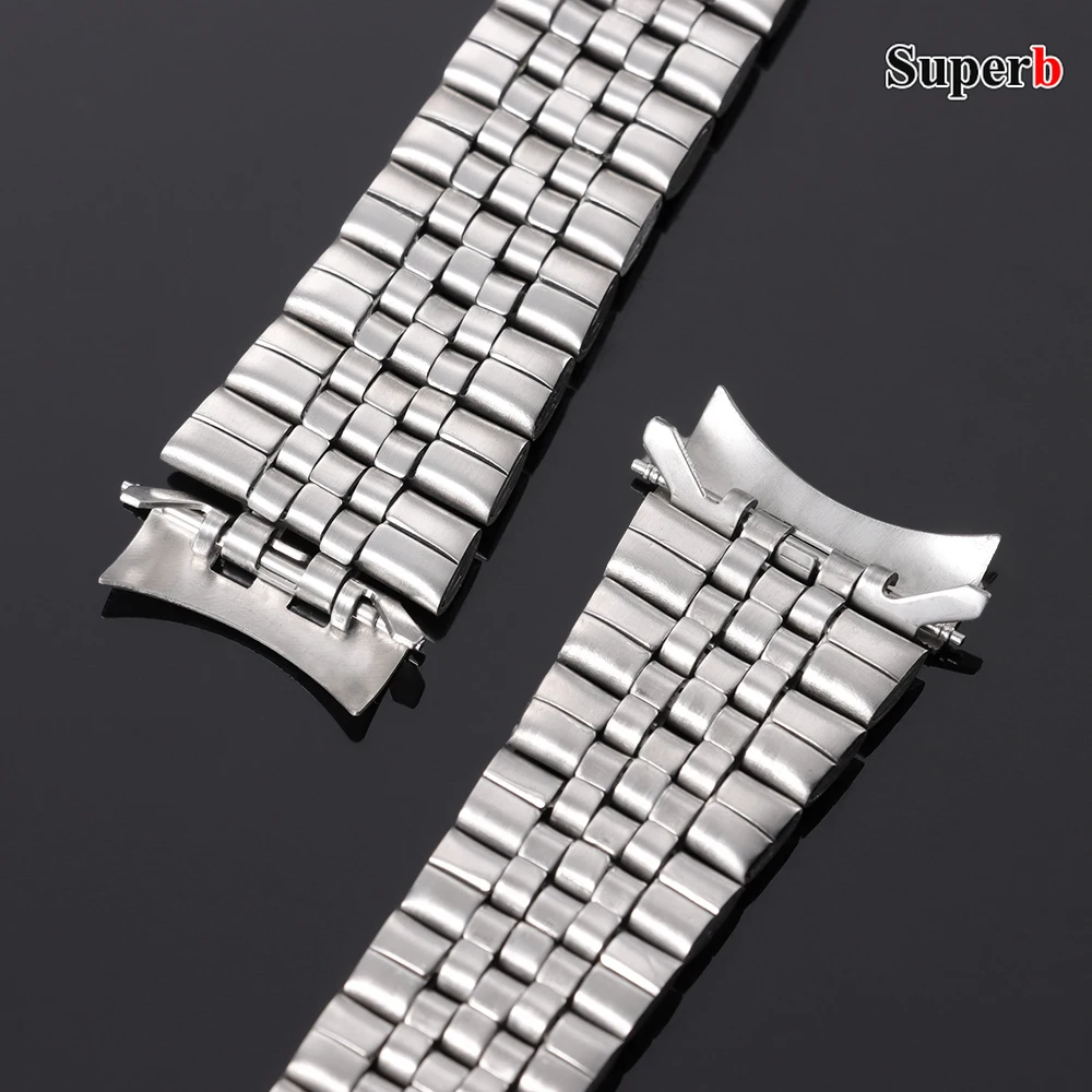 Solid Stainless Steel Curved End Metal Watch Band Bracelet