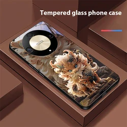 Chinese Style Lion Design Tempered Glass Phone Case for Honor Pura 70Pro (BLH - BLH24102925)