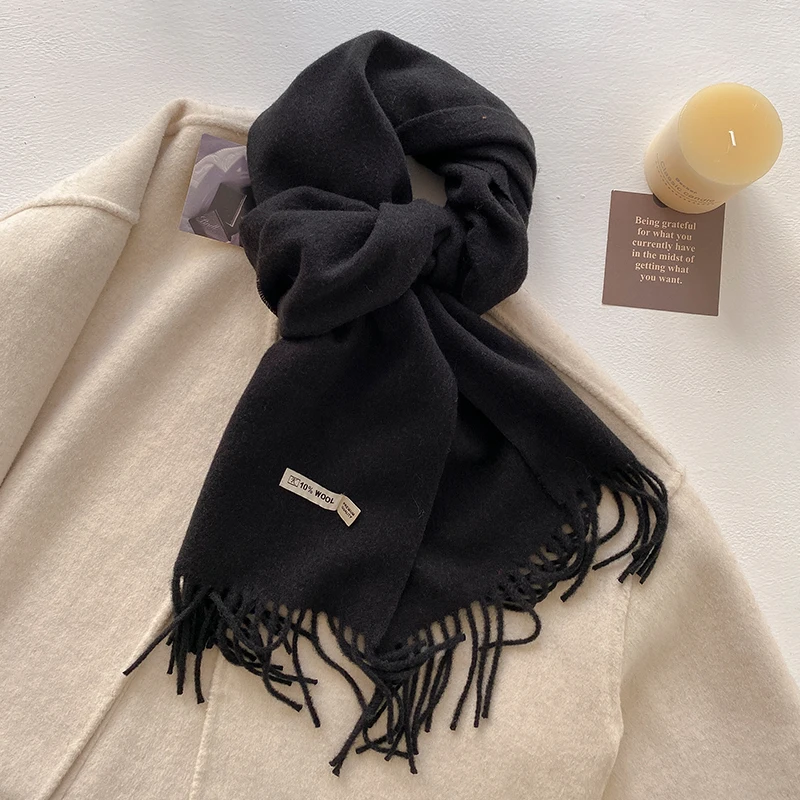 2025 New Women's Winter Wool Scarf - Long Warm Cashmere-Like Solid Pashmina Shawl Wrap Hijab Bandana & Head Scarf
