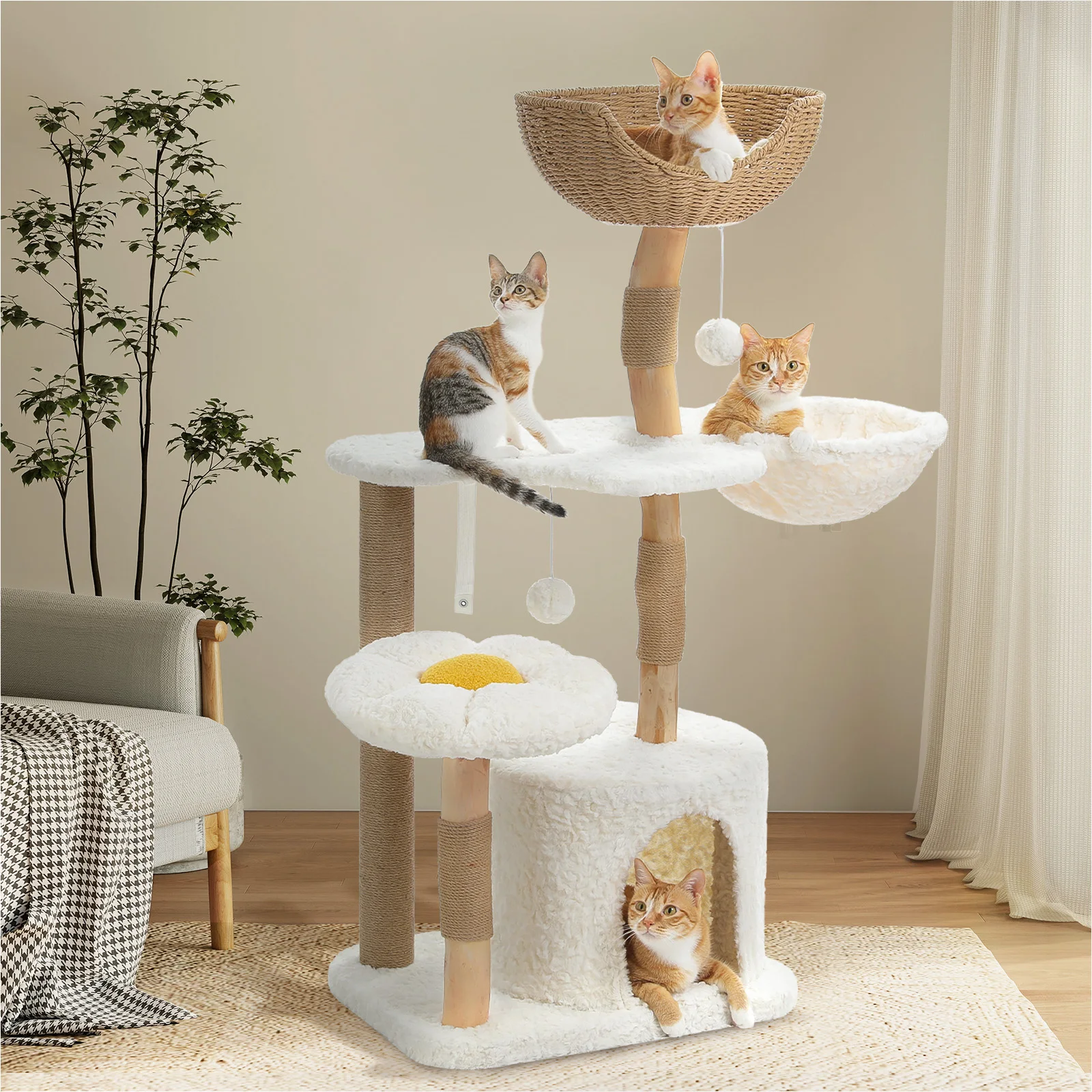 Modern Solid Wood Cat Tree 6