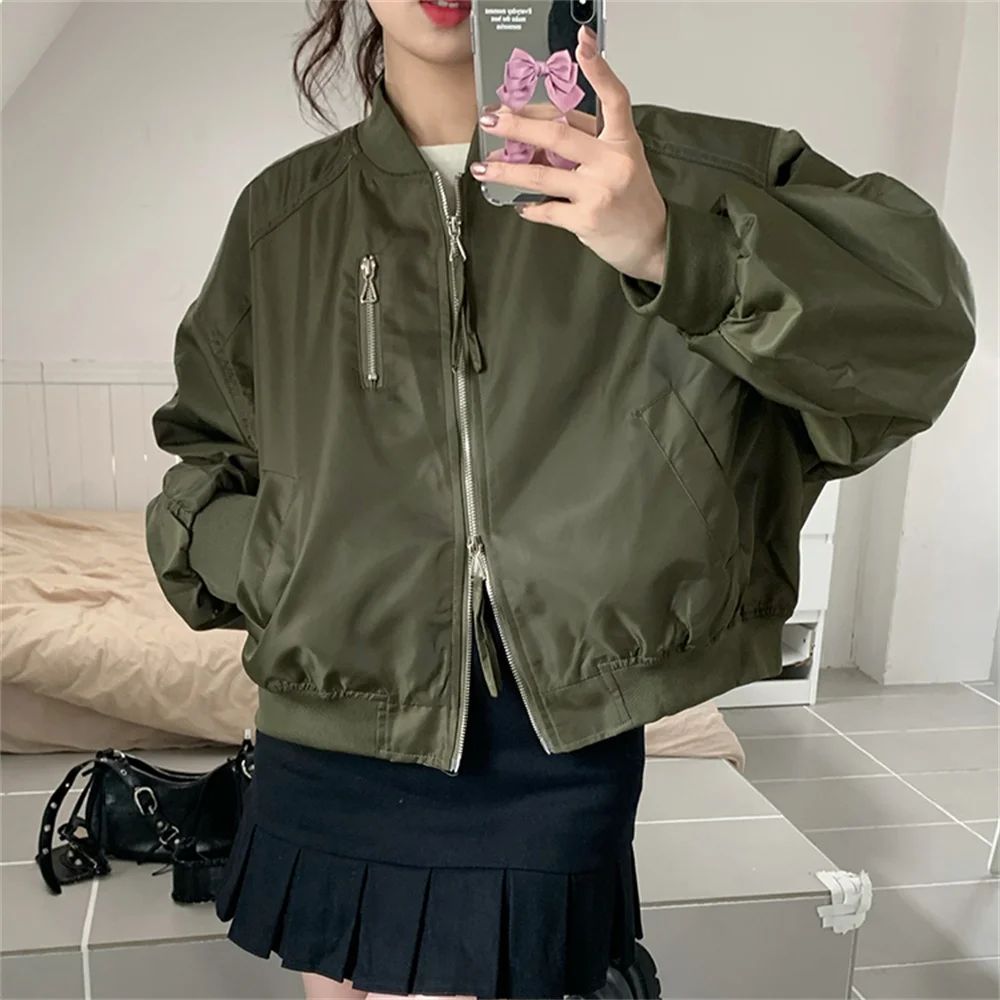 

Alien Kitty Casual Baseball Jackets Women Loose Solid New High Street Spring Stylish Fashion Office Lady Stand Basic Coats