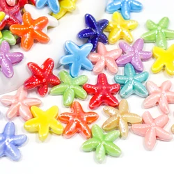 Color Starfish Shape Ceramic Beads For Jewelry Making Necklace Bracelet 18mm Porcelain Spacer Beads DIY Accessory Wholesale