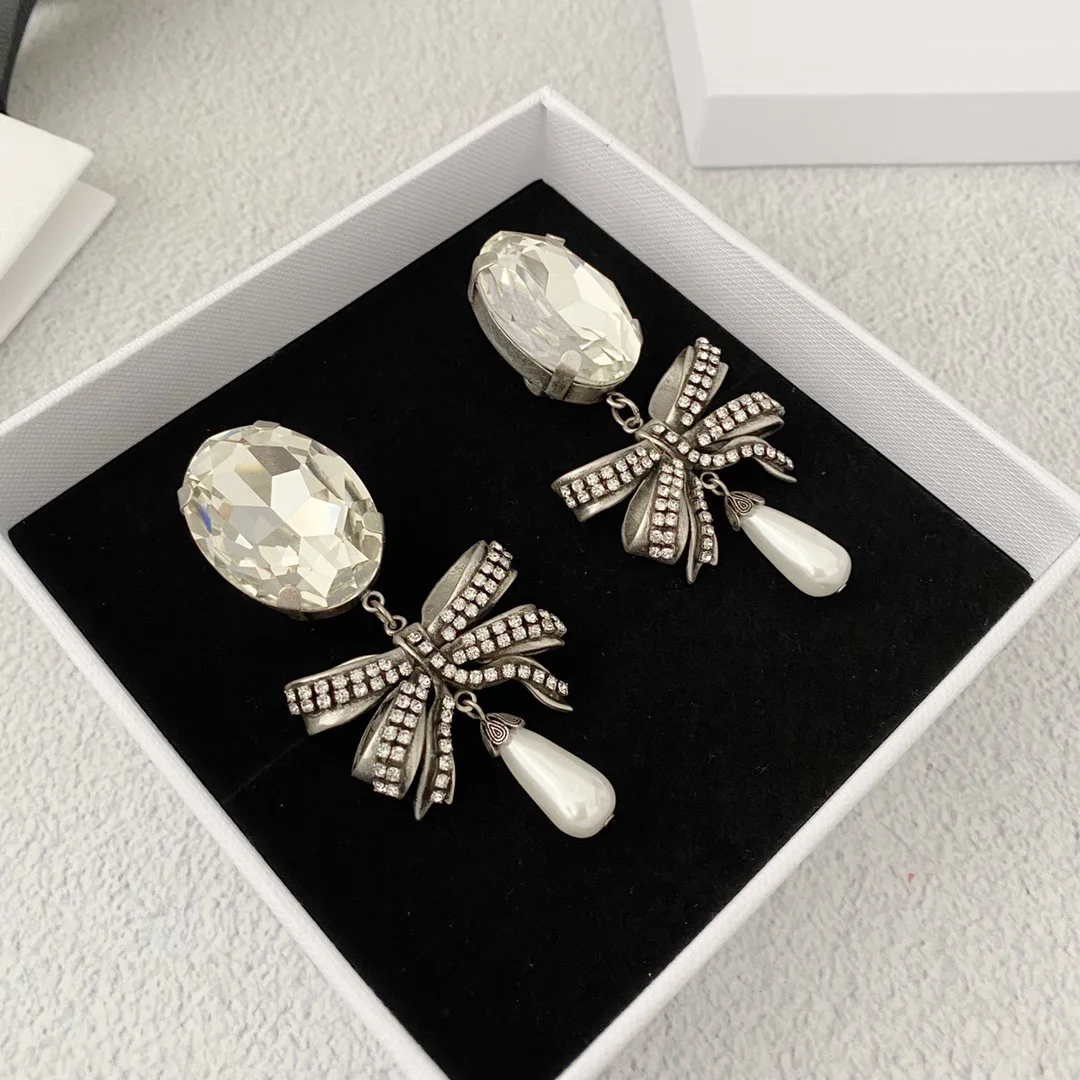 Earring Personality Light Luxury Vintage Bow Earclip For Women Aretes De Mujer Pendientes Boucle D’Oreille Orecchini Clip De