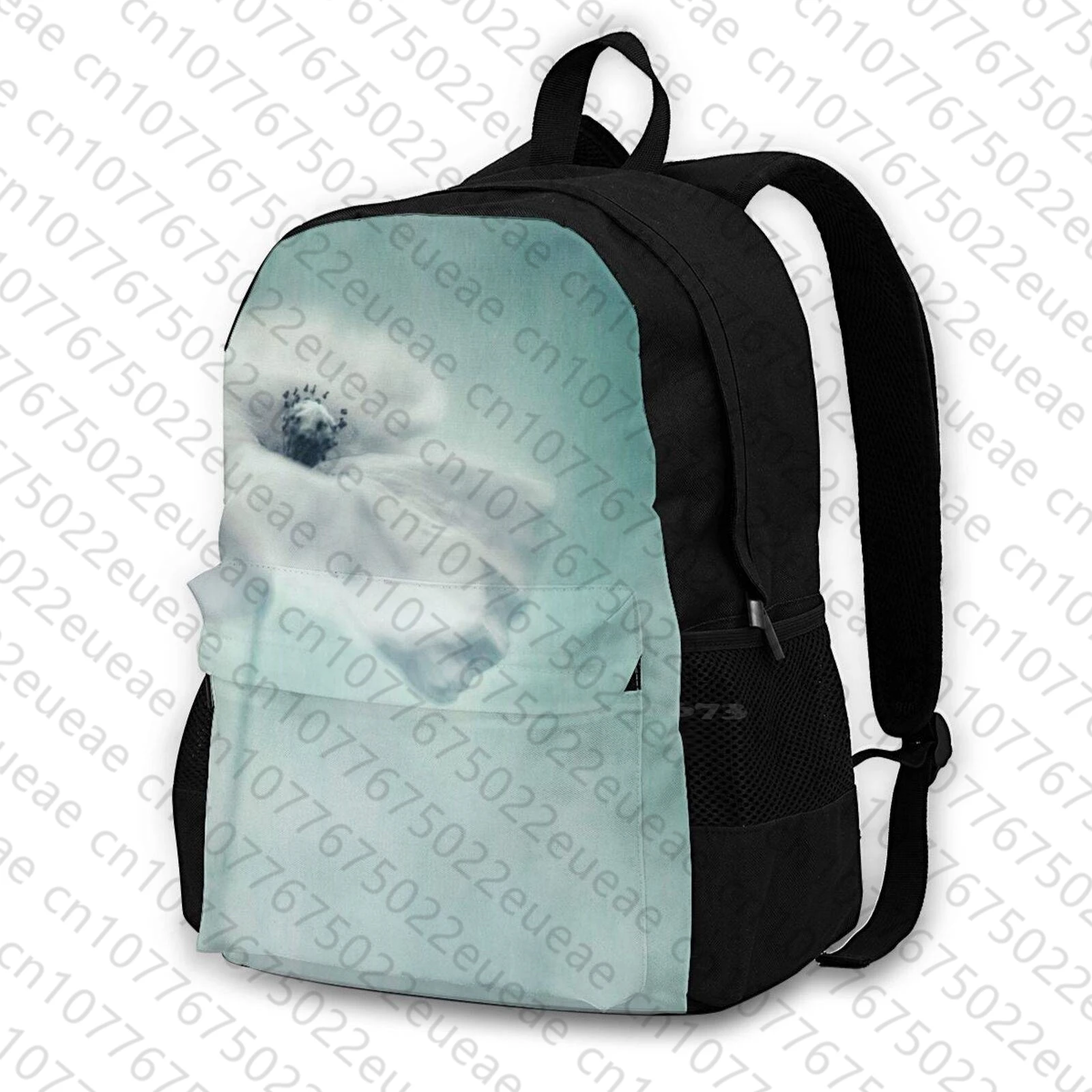 White Poppy Travel Laptop Bagpack Borse Da Scuola Poppy Poppies Flower Flower Floral Flora Nature White Priska Wettstein Light