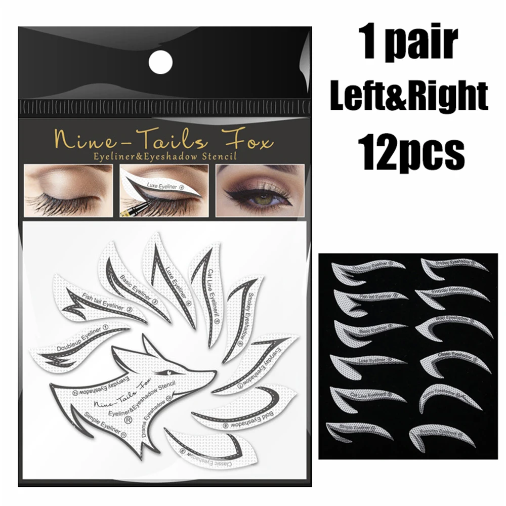 

24 Pcs Eyeliner Stencils Eye Makeup Template Stickers Card Fashion 12 Styles Non-Woven Eyeliner Eyeshadow Lazy Shaping Tools