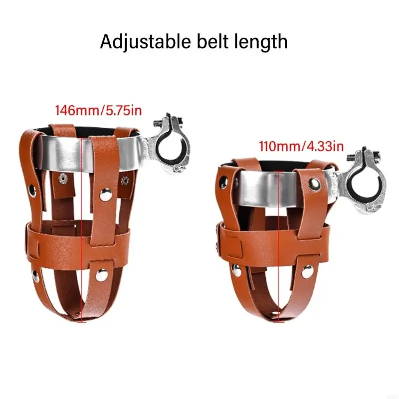 831C Vintage Leather Road Bike Handlebar Cup Holder Cycling Beverage Pouches Road Bike Drink Holder Water Bottles Cage Rack
