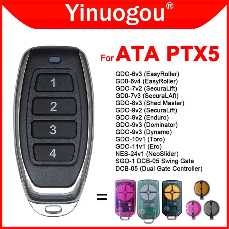 Ata Ptx5 Ptx-5 Telecomando Per Porta Del Garage Triocode Gdo Ptx-5V1 Ptx-5V2 Gdo 11V 1/6V 3/6V 4/7V 2/7V 3/8V 3/9V 2/9 V3 433Mhz Rolling Code
