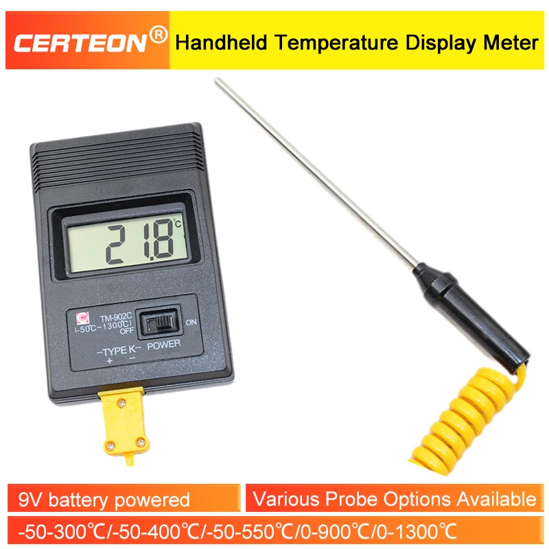TM902C K-Type Thermocouple Thermometer Industrial Digital Display Temperature Meter High Temp Gauge for Oil Water Dyeing digital thermometer