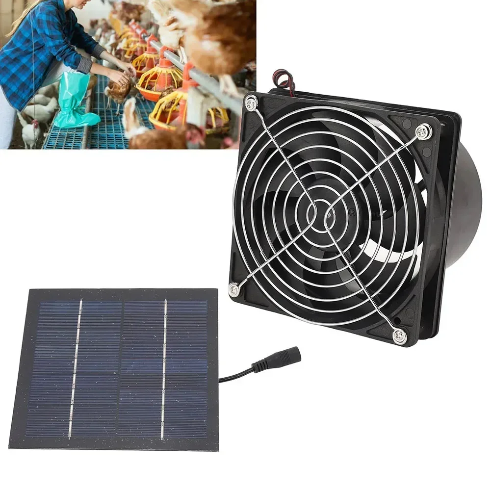 Solar Powered Exhaust Fan 50W Solar Panel With High Speed Exhaust Fan For Home Kitchen Greenhouse Treehouse 1pc