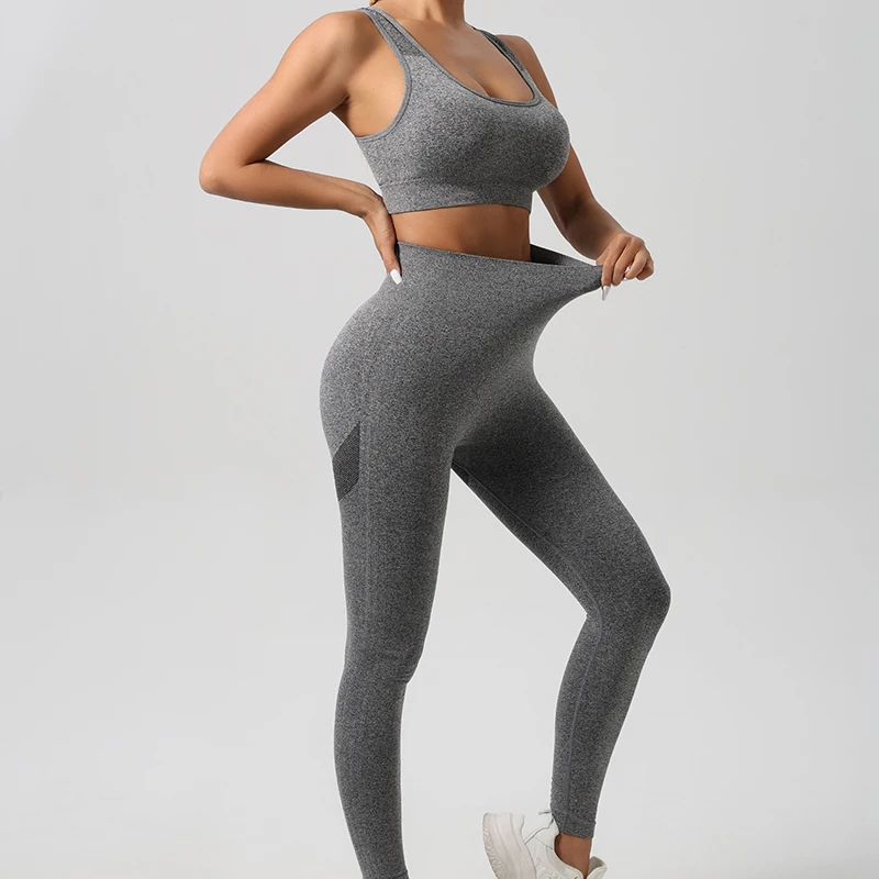 Sports bra set Gym workout set Yoga pants set Yoga set Fitness set Sportswear set Sports set VEQKING Seamless Knit Yoga Set Women Beauty Back Sports Bra Hip Lifting Leggings Workout Set Breathable Fitness Gym Clothing