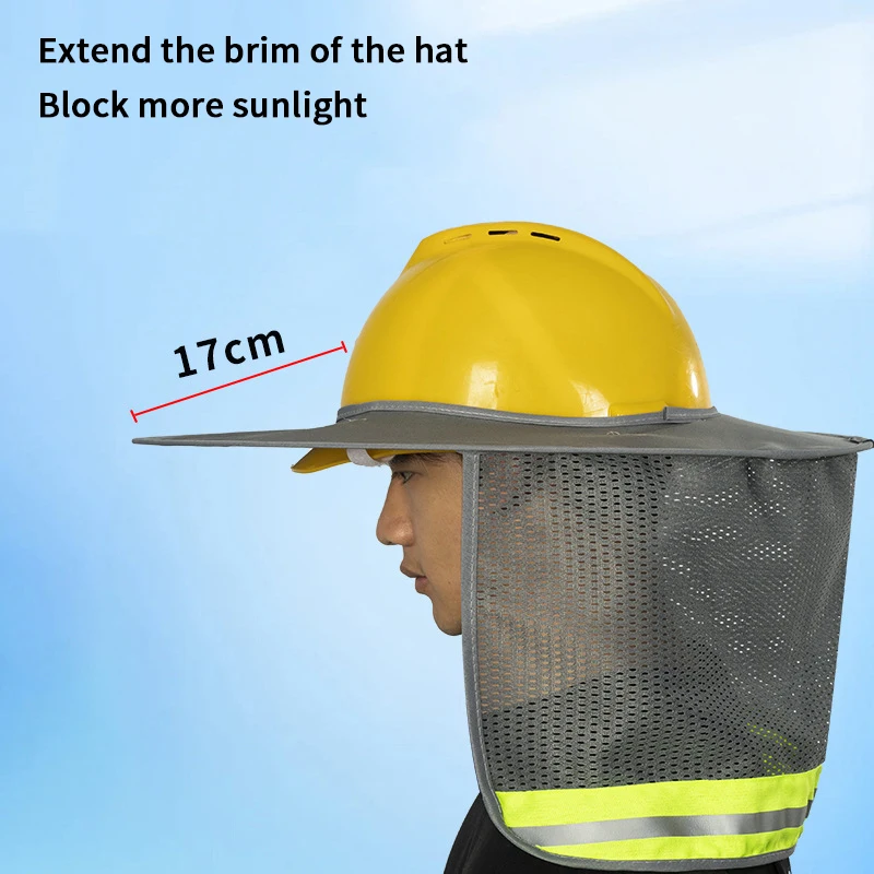 【JYA1】Sommer-Sonnenschutz-Schutzhelm, Nackenschutz, Helme, reflektierende Streifen, Sicherheitskappe, Hut für Bauarbeiter – Detail 8