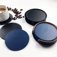 1pc PU Leather Coaster Non-slip Heat Insulation Coffee Mug Cup Mat Tableware Insulation Mat Bowl Placemat Home Table Decor 2