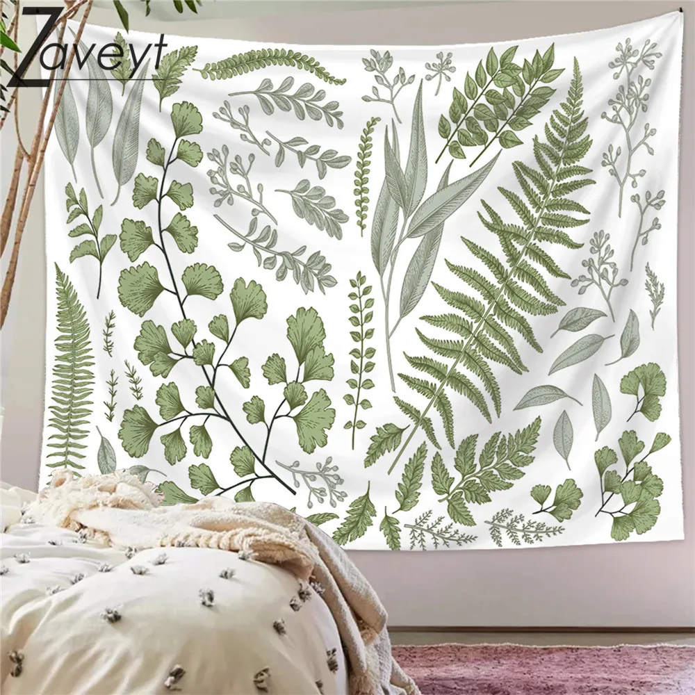 

5size Floral And Green Plants Tapestry Wall Hanging Fern Leaves Boho Nature Landscape Cactus Butterfly Aesthetic Wall Cloth Home