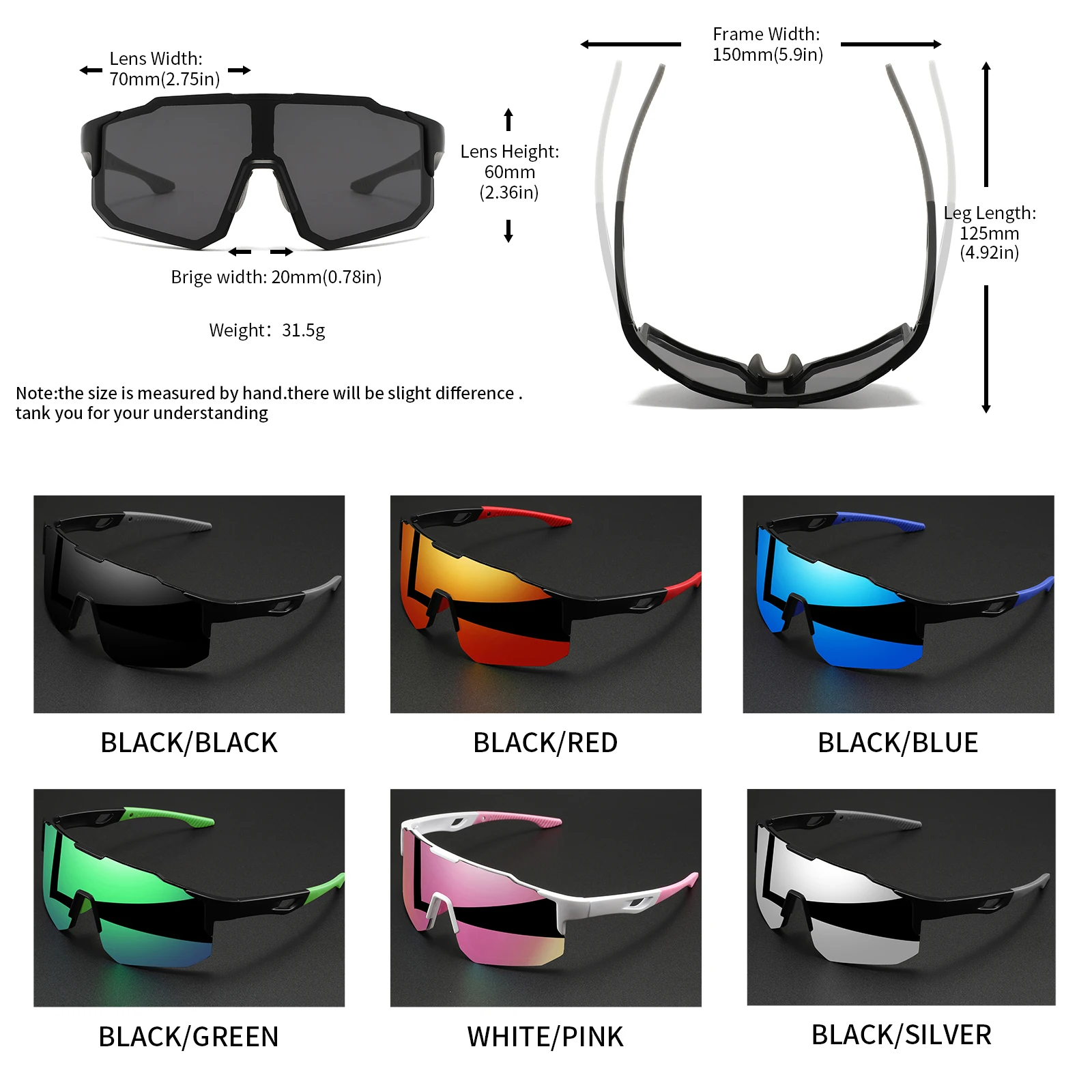 Riding sunglasses showing comfort fit, UV400, and anti-glare features for outdoor sports.