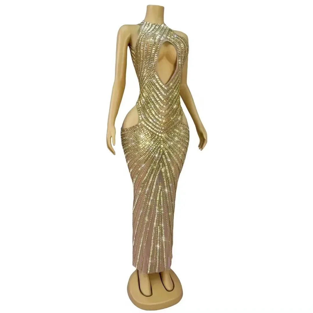 Women Sexy Wedding Birthday Celebrate Evening Prom Dress Shoot Wear Sparkly Rhinestones gold Mesh See Through Hollow Long Dress - AliExpress 200000532 Women Sexy Wedding Birthday Celebrate Evening Prom Dress Shoot Wear Sparkly Rhinestones gold Mesh See Through Hollow Long Dress - AliExpress 200000532