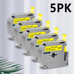 Black on White Label Tape 12mm - 2/10 Pack (5PK Black on Yellow)