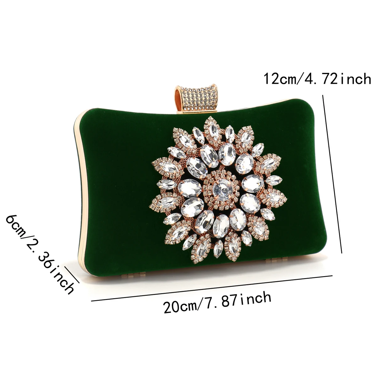 Velvet Black Evening Clutch Bags for Women with Rhinestones