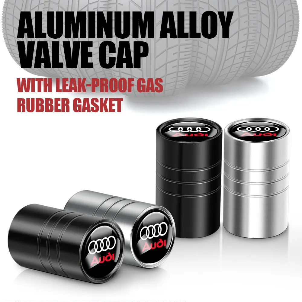 4개 휠 타이어 밸브 캡 에어 스템 타이어 플러그 액세서리 (아우디 A1 A2 A3 A4 A5 A6 A7 A8 콰트로 S라인 RS Q2 Q3 TT B5 B6 B7 B8 용)