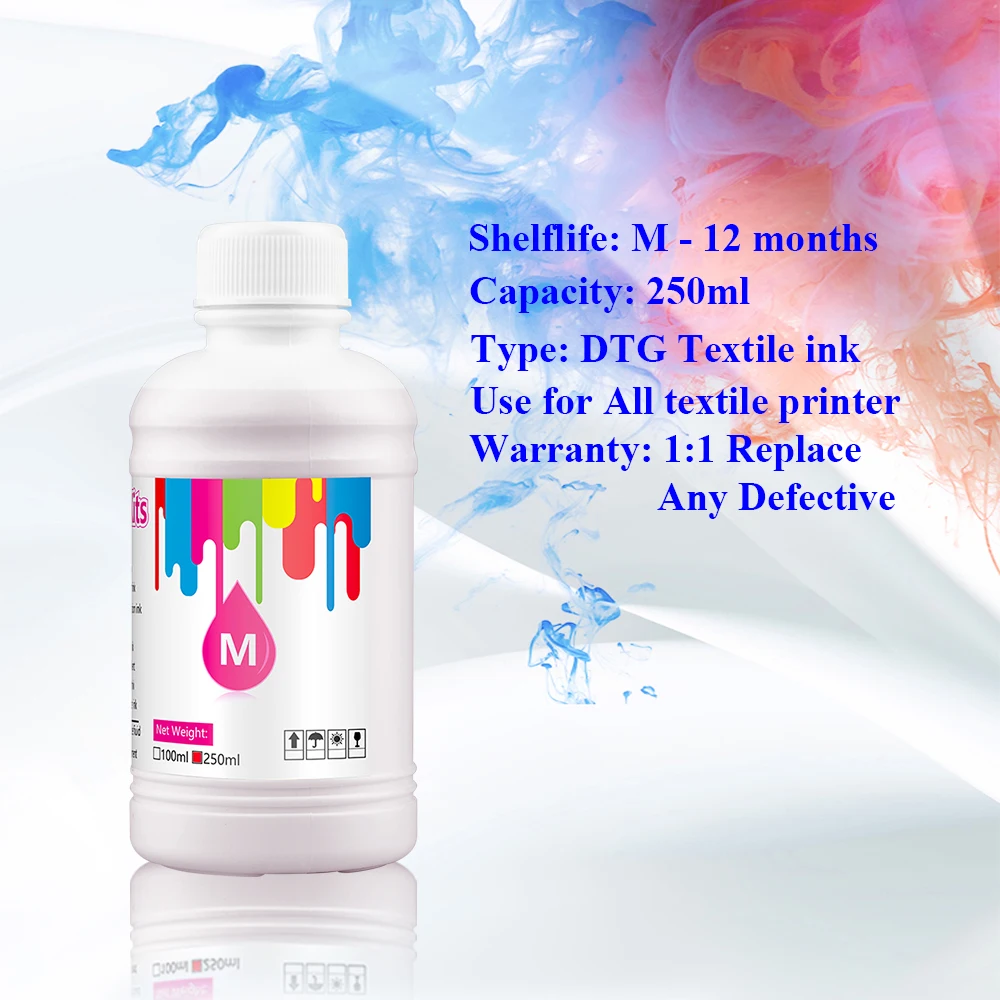 5Colors/Set 250ml DTG Textile Ink for Epson L1800 L800 R330 1390 1400 1410 R1900 DX4 DX5 DX6 DX7 Printhead & DTG Printer