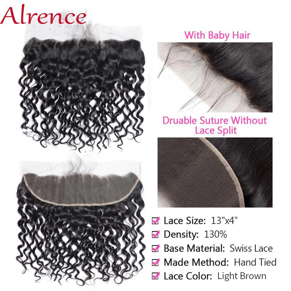 Lace Frontal Only 13x4 Water Wave Closure Human Hair Brazilian Lace Frontal Closure Deep HD Transparent Lace Front Closure Only 3