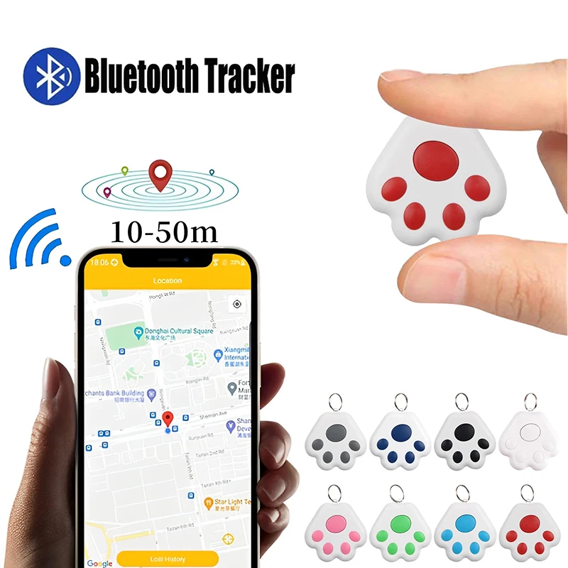Dog Paw Shape Mini Item Finder Smart Pets Bluetooth GPS Tracker Anti-lost Device Alarm Tag Child Bag Wallet Key Finder Locator