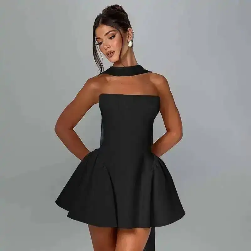 Elegant Off Shoulder A-Line Dress - Sexy Backless Mini Party Dress for Women