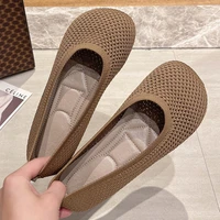 Big Size 42 Women Flats Knitted Breathable Sneakers Ladies Soft Bottom Ballet Loafers Casual Slip on Boat Shoe for Woman 1