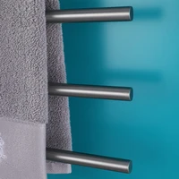 ที่อุ่นผ้าขนหนูสแตนเลสราวแขวนผ้าขนหนูทำความร้อนไฟฟ้าสีดำสำหรับห้องน้ำที่มีตัวควบคุมชั้นวางผ้าขนหนูไฟฟ้า 5