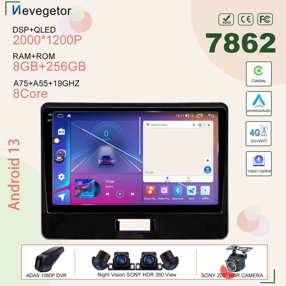 

Android 13 автомобильный dvd-Навигационный экран, видеорегистратор для Suzuki Wagon R 6 VI 2017-2021, автомобильное радио, стерео, мультимедийный плеер, GPS, ЦП BT
