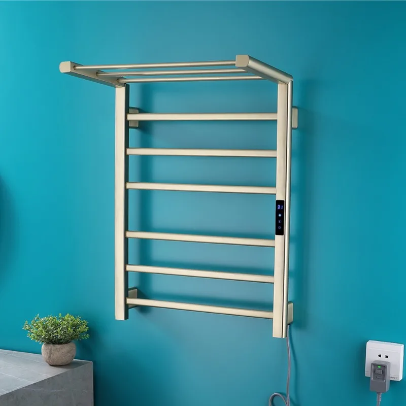 ราวแขวนผ้าเช็ดตัวไฟฟ้าแบบพับได้ 90 องศา พร้อมเทอร์โมสตัทหน้าจอสัมผัส สแตนเลส 304 อเนกประสงค์ ติดผนังแบบเรียบง่าย 1