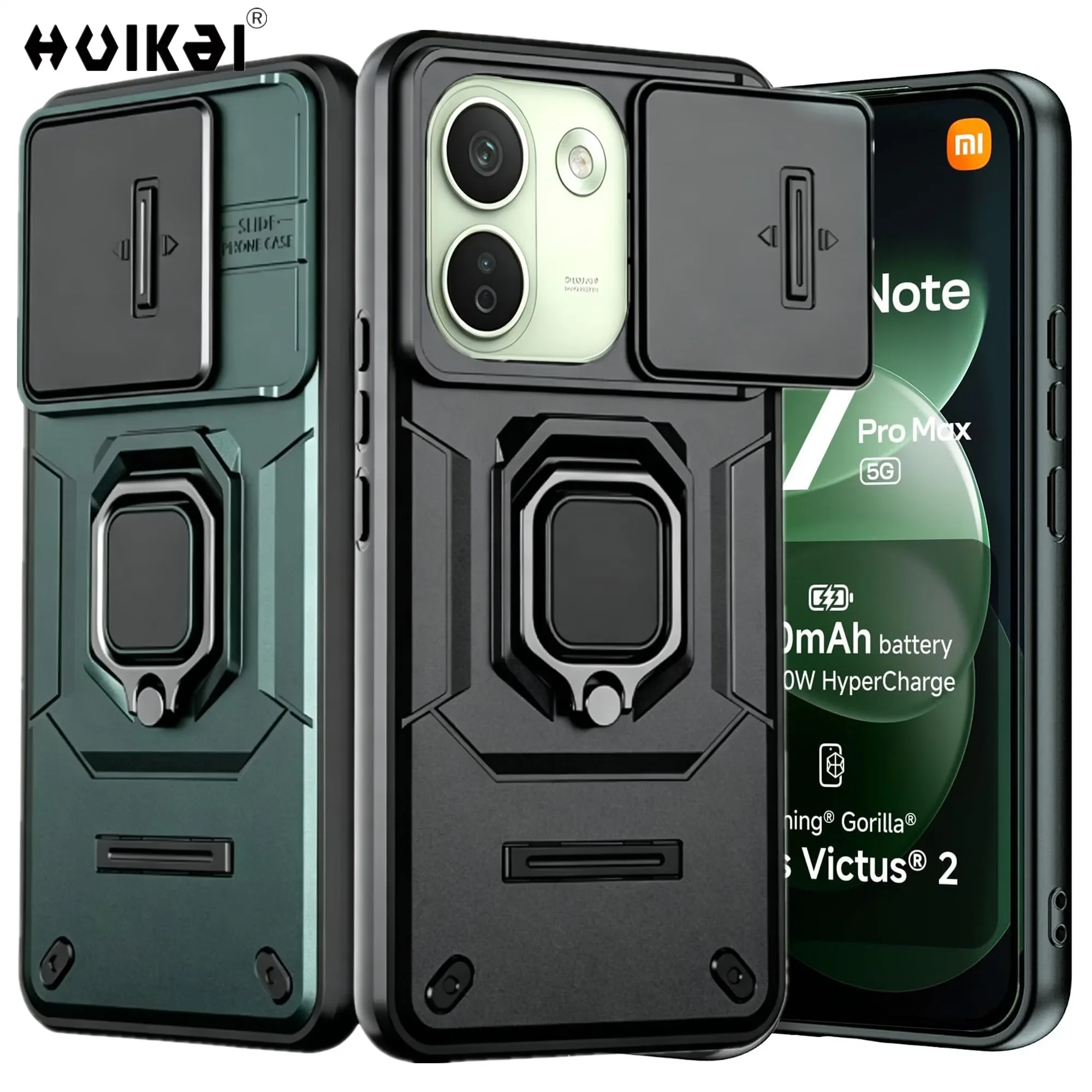 Slide Camera Stand Armor Antifall Protection Kickstand Phone Case Cover