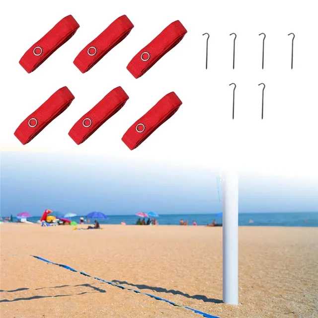 A28F-6Pcs Beach Volleyball Lines Equipment Portable Red Lines Marking Court Marker For Sand Training Beach Outdoor Sports 2