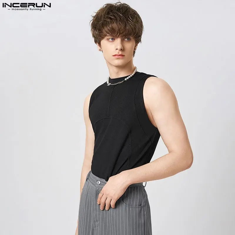Incerun Top 2023 Sexy Casual Style New Mens Solid Gilet Lavorati A Maglia Moda Casual Maschile Vendita Calda Ben Aderente Canotte Gilet S-5Xl