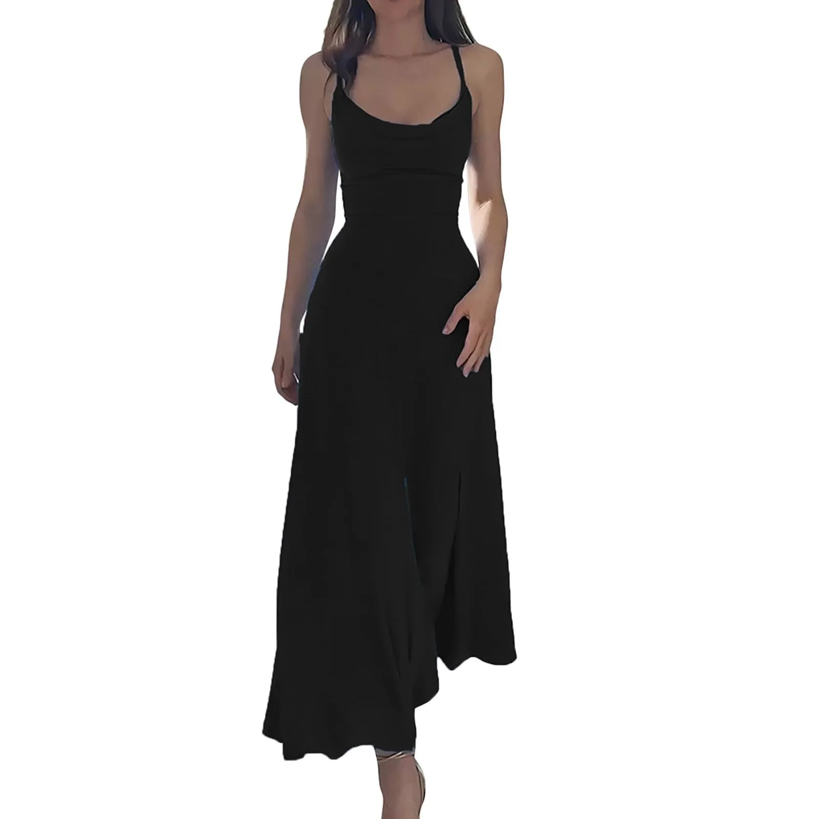 

Женское модное сексуальное однотонное платье без рукавов с регулируемыми бретельками без бретелек женское платье длинные платья для женщин 2024 원스