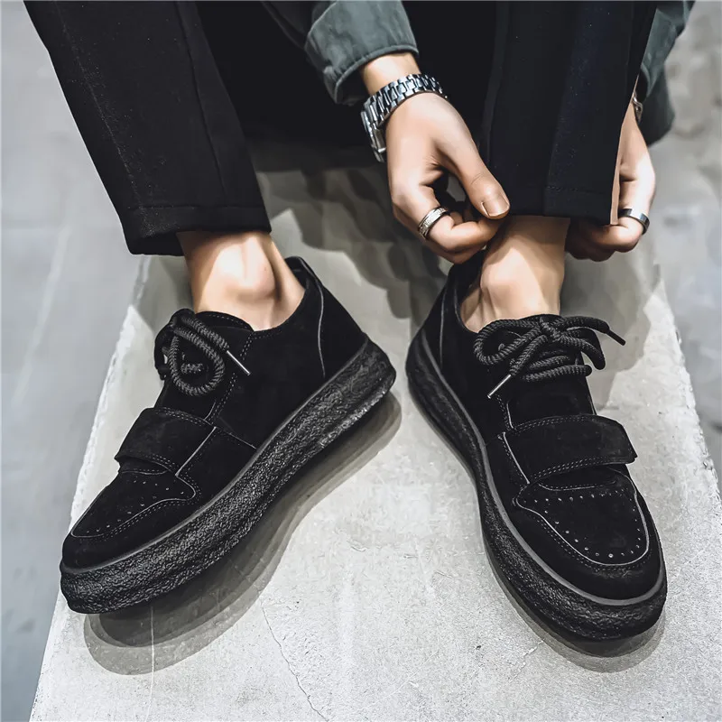 New Khaki Suede Shoes for Man Soft Comfy Men's Leather Casual Shoes Fashion Lace-up Designer Shoe Man Moccasins chaussure hommes 6