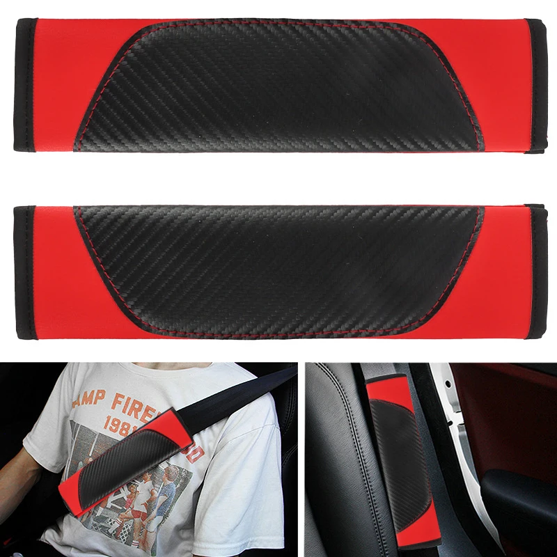 Car Seat Belt Covers 2Pcs PU Leather Car Safety Seat Belt Shoulder Cover For Nissan X-trail Qashqai Note Juke Sentra Patrol Navara Micra Leaf Almera