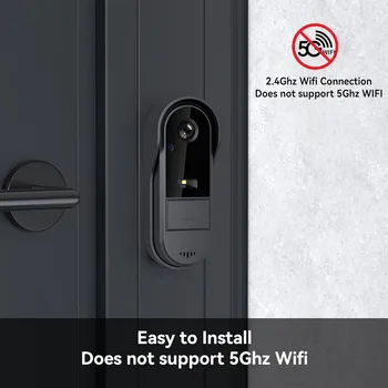 WiFi wireless smart video doorbell, Two-way outdoor 1080P HD camera, Wireless intercom voice, Smart home waterproof doorbell 4