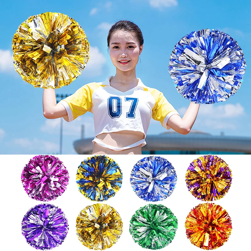 1Pc Plastic Double Hole Handle Cheerleader Pom Poms Metallic Streamer Club Sport Supplies Dance Party Club Decorator Tools