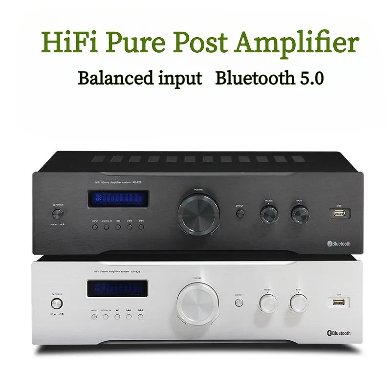 HiFi Dual Channel Bluetooth 5.0 150W * 2 Pure Rear Stage Home Audio Power Amplifier Fiber Optic Coaxial Bluetooth Balanced Input optical fiber coaxial tube amplifier lossless bluetooth hifi high power amplifier th 102