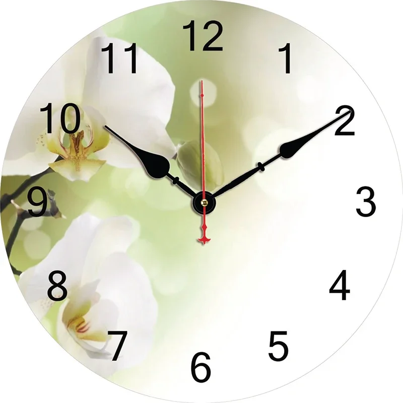 

Орхидея, цветок, пользовательские большие часы для гостиной, домашний декор, круглые Настенные часы, кварцевые настольные часы, украшение на стену для детской спальни