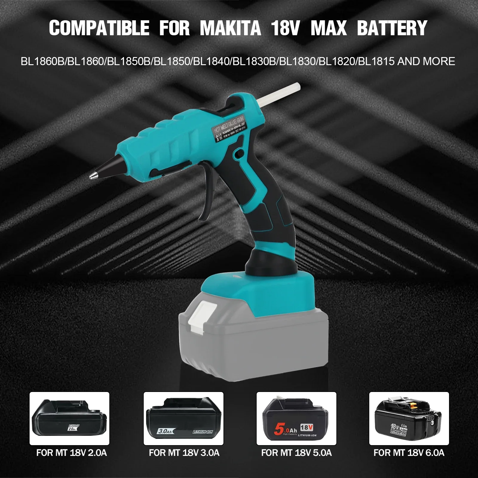 Cordless Hot Melt Glue Gun for Dewalt/Makita/Milwaukee 18V Li-ion Battery  with 30pcs 7mm Glue Sticks Electric Repair Power Tool