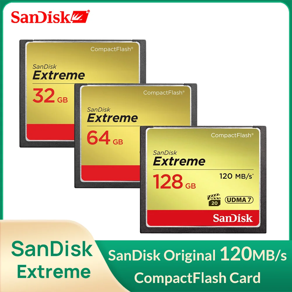 Sandisk Extreme CF Card 32G 64G 128G Memory Card UDMA7 VPG20 120MB/s
