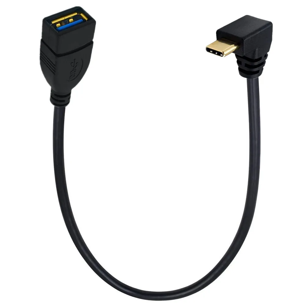 Angled USB-C to USB Female OTG Data Cable, 25CM
