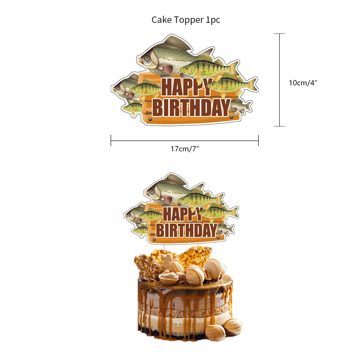 Set di 6 Decorazioni per Torta Pescatore per Compleanno